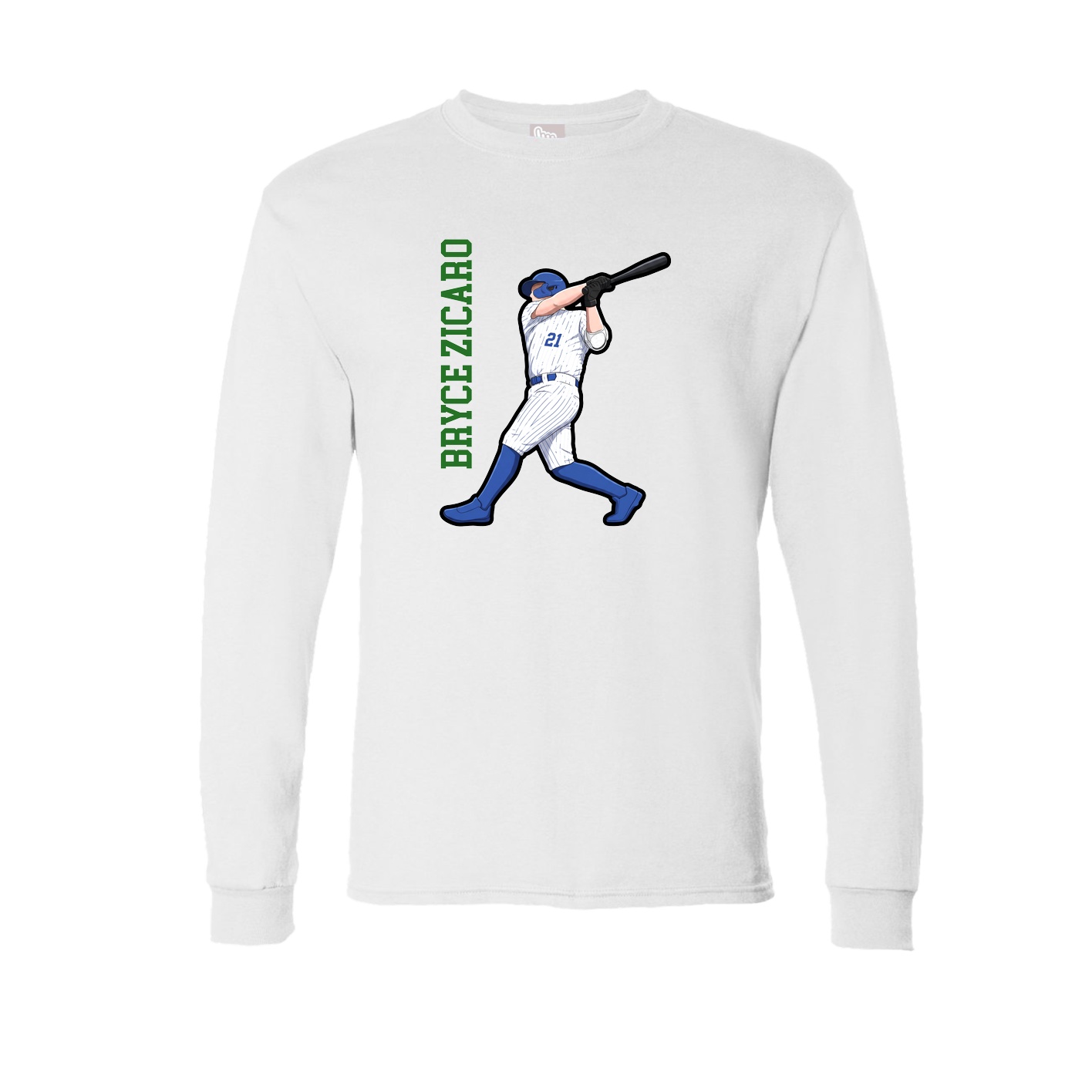 Long Sleeve Tee — Name Vertical in White