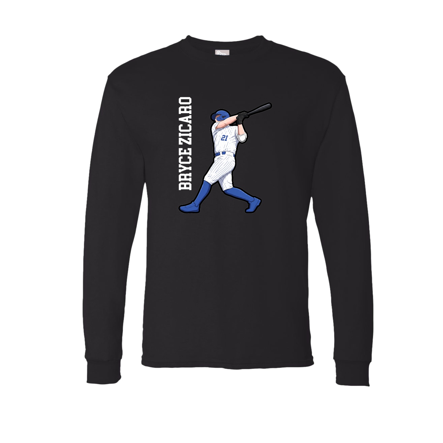 Long Sleeve Tee — Name Vertical in Black