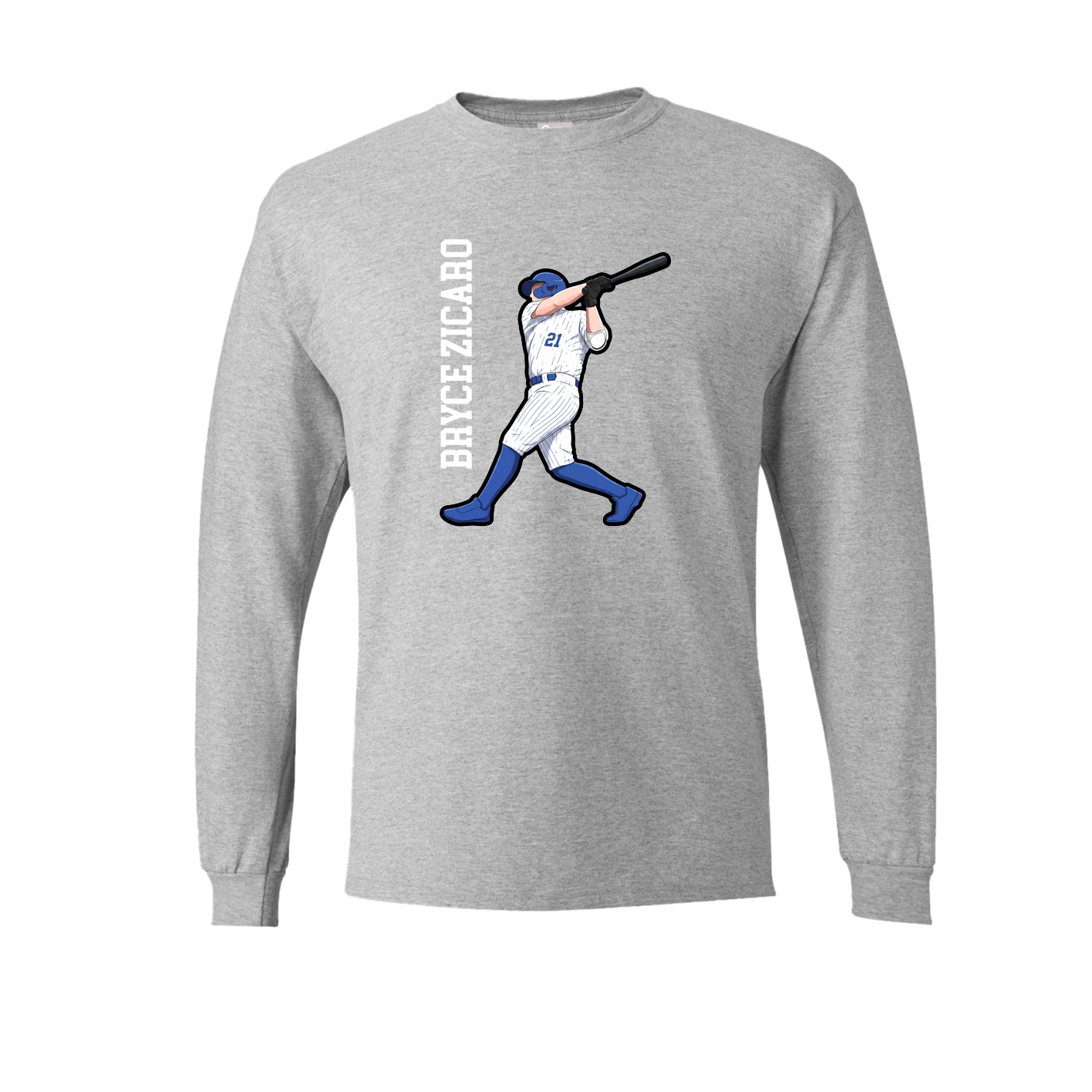 Long Sleeve Tee — Name Vertical in Grey