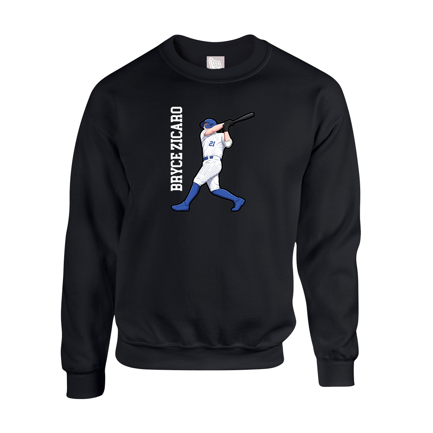 Fleece Crew — Name Vertical in Black