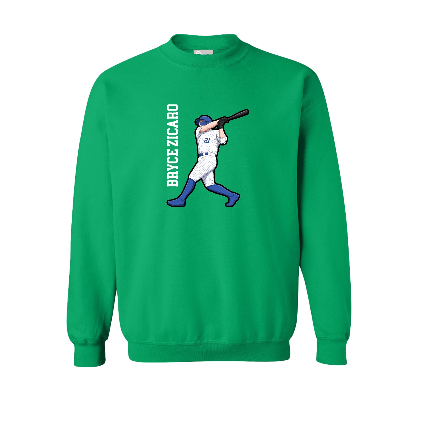 Fleece Crew — Name Vertical in Green