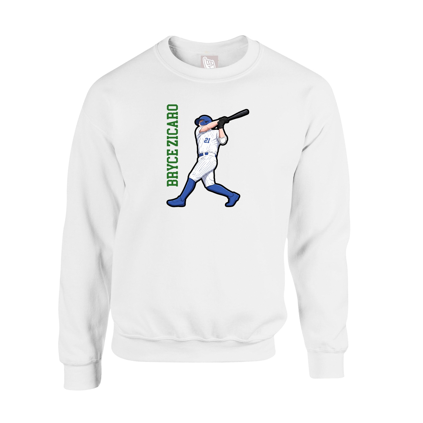 Fleece Crew — Name Vertical in White