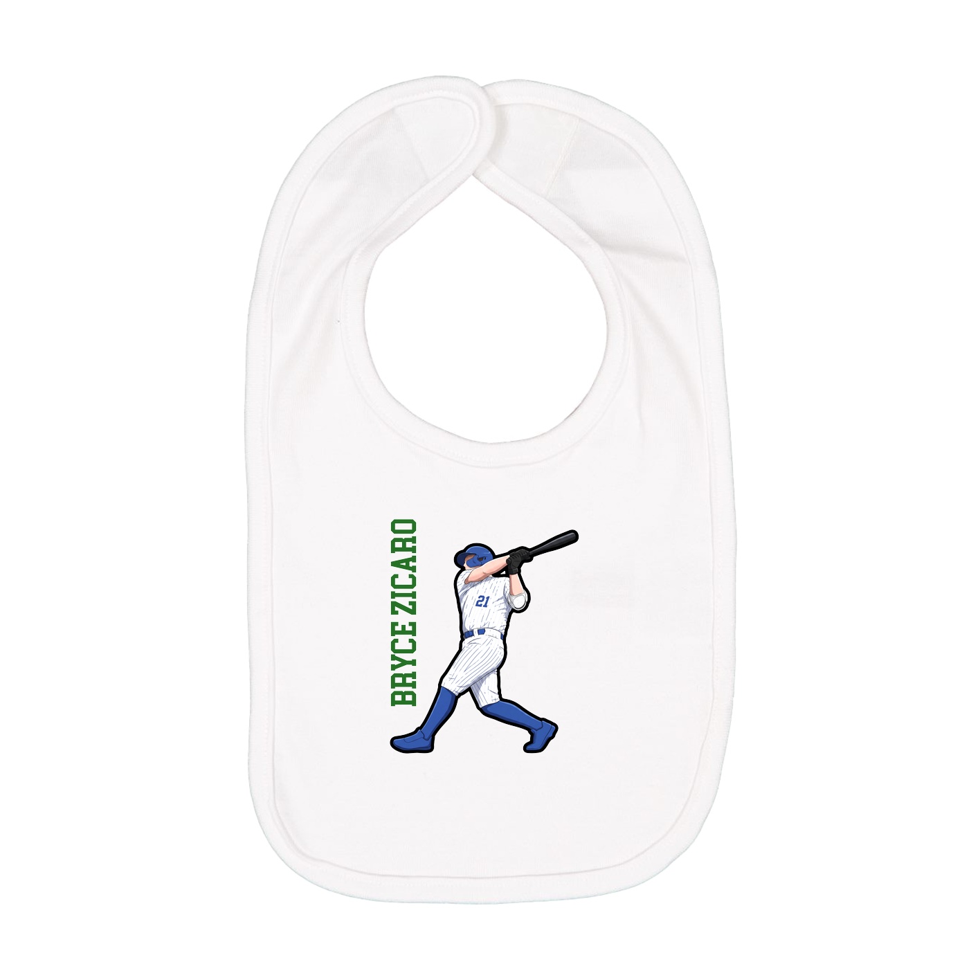 Infant Bib — Name Vertical in White