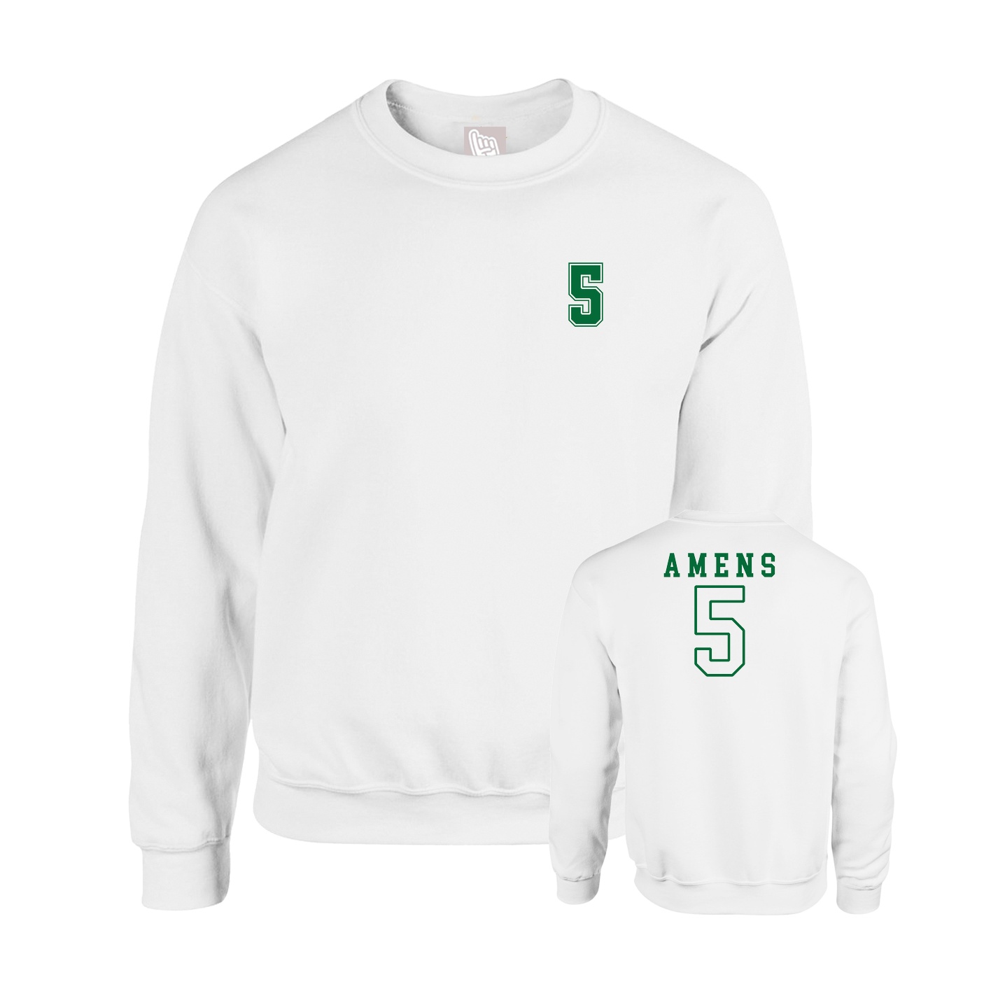Fleece Crew — Chest Back in White