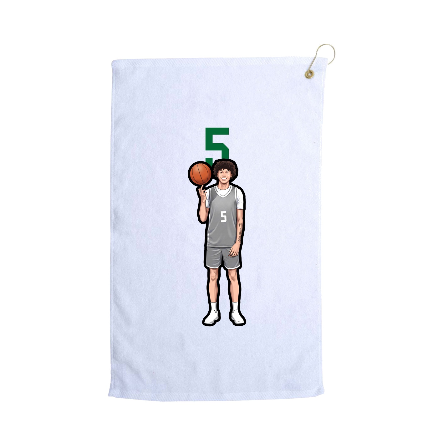 Golf Towel — Number Top in White