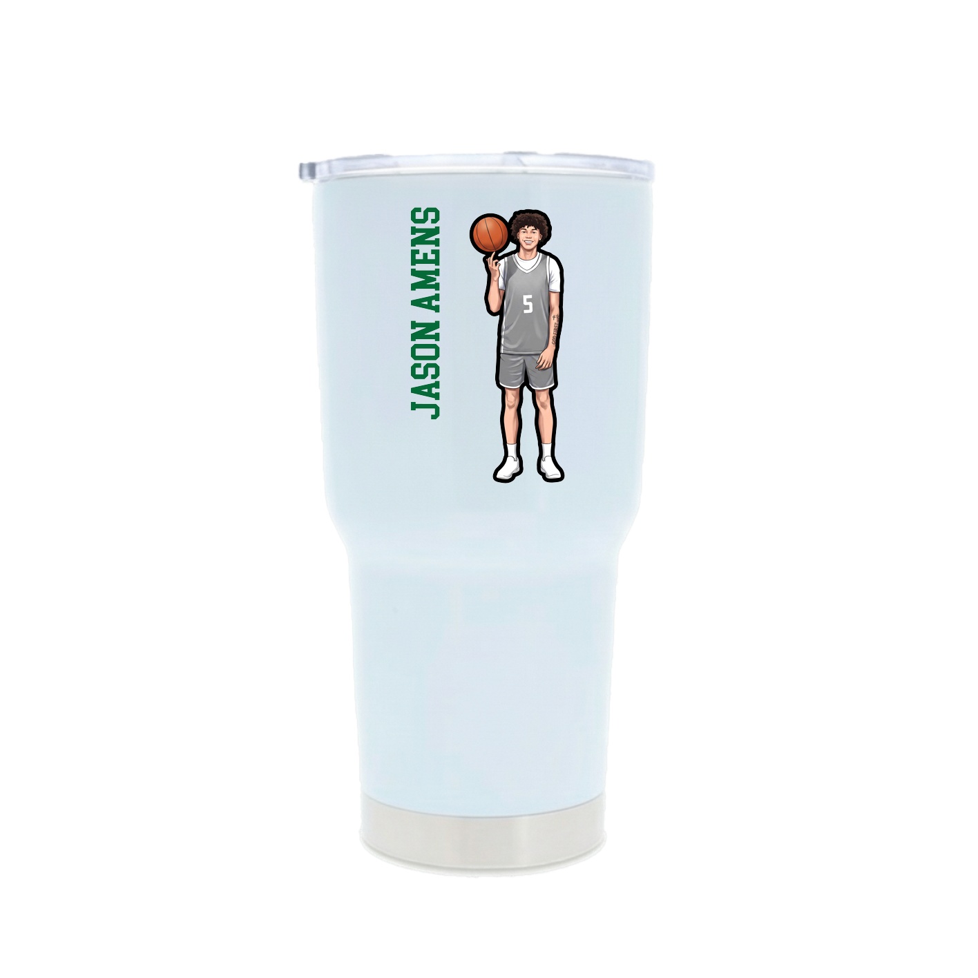 30oz Stainless Steel Tumbler — Name Vertical in White