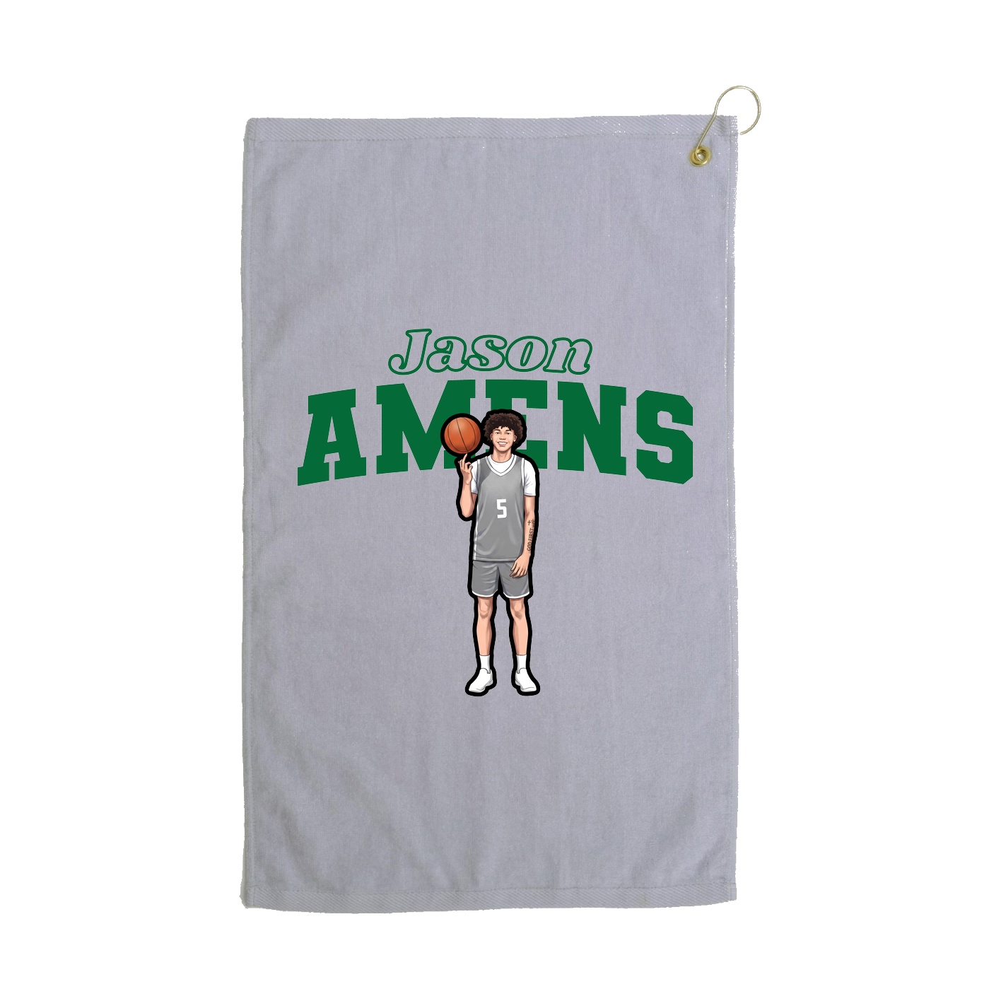 Golf Towel — Name Arch in Grey