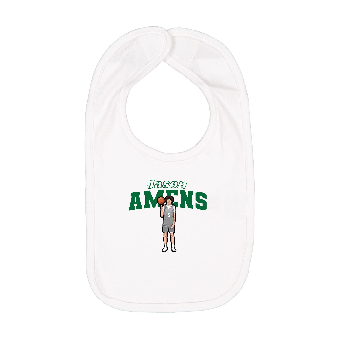Infant Bib — Name Arch in White