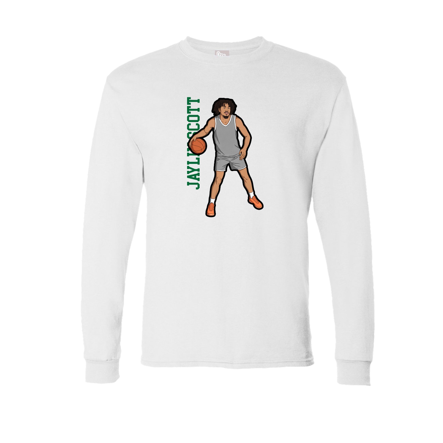 Long Sleeve Tee — Name Vertical in White