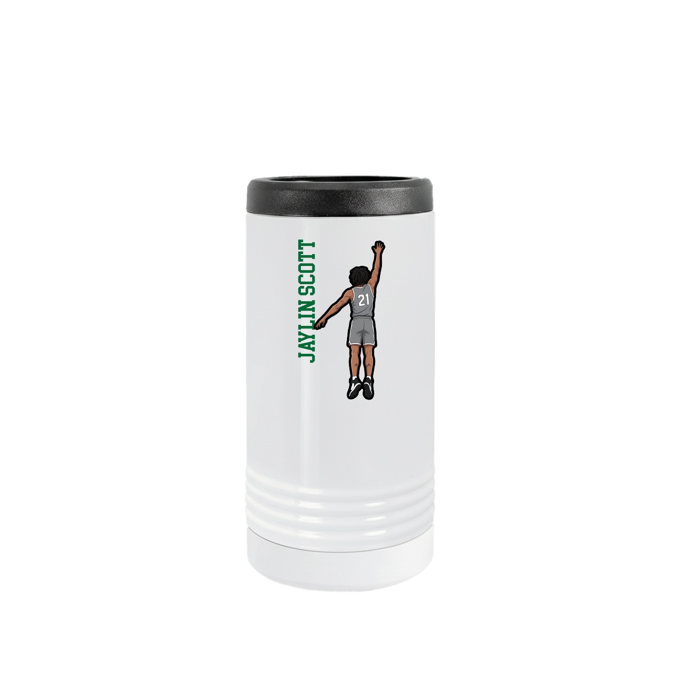Slim Beverage Holder — Name Vertical in White