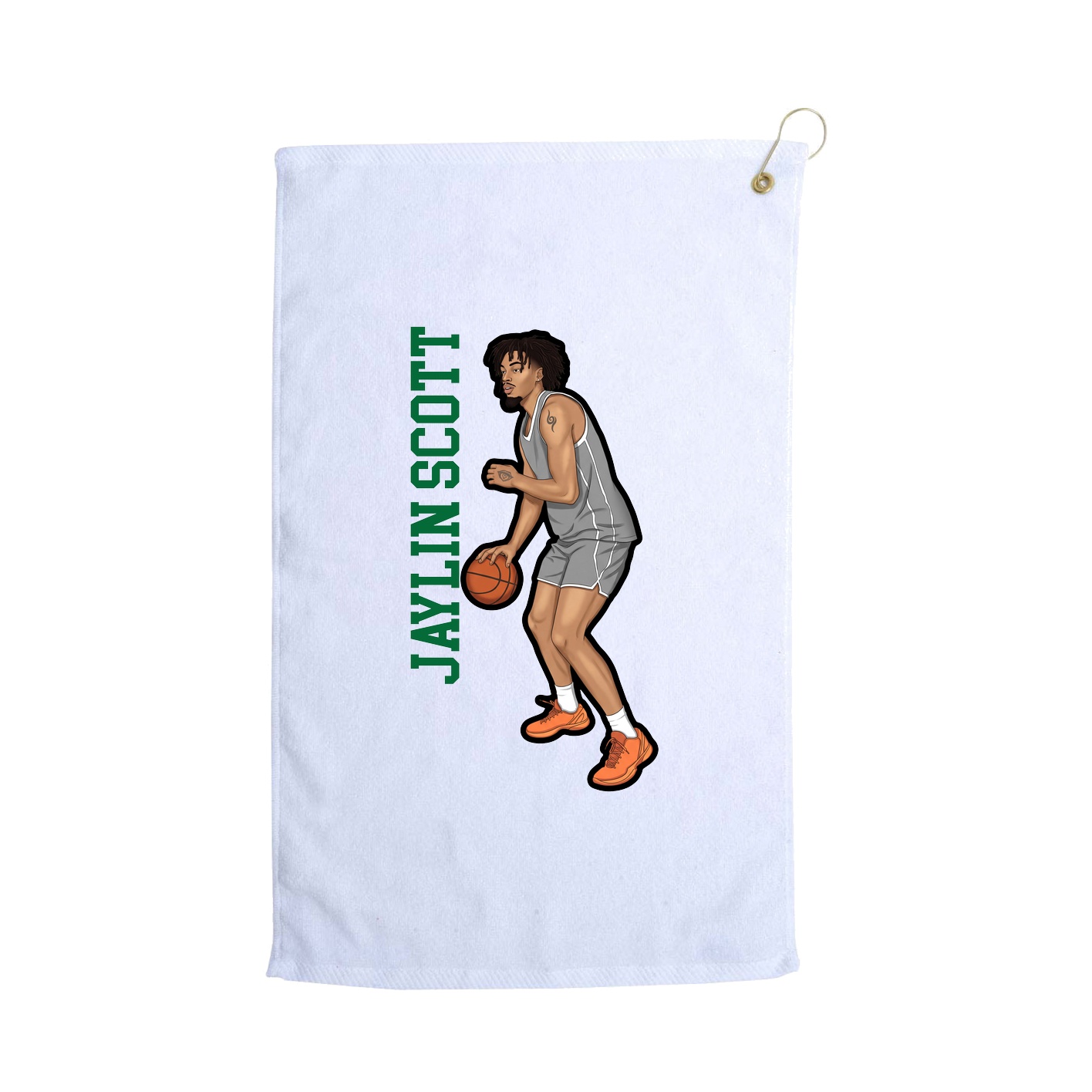 Golf Towel — Name Vertical in White