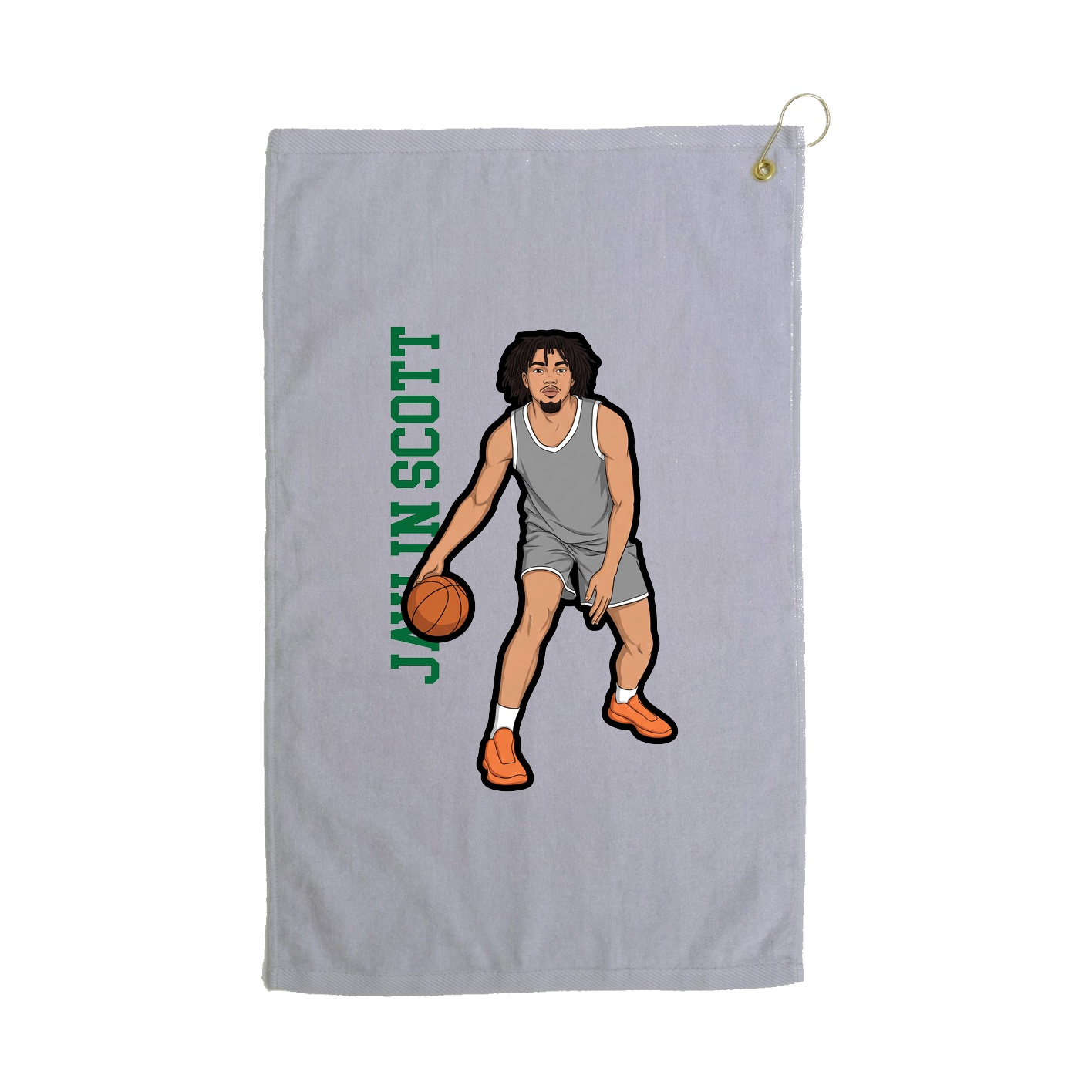 Golf Towel — Name Vertical in Grey