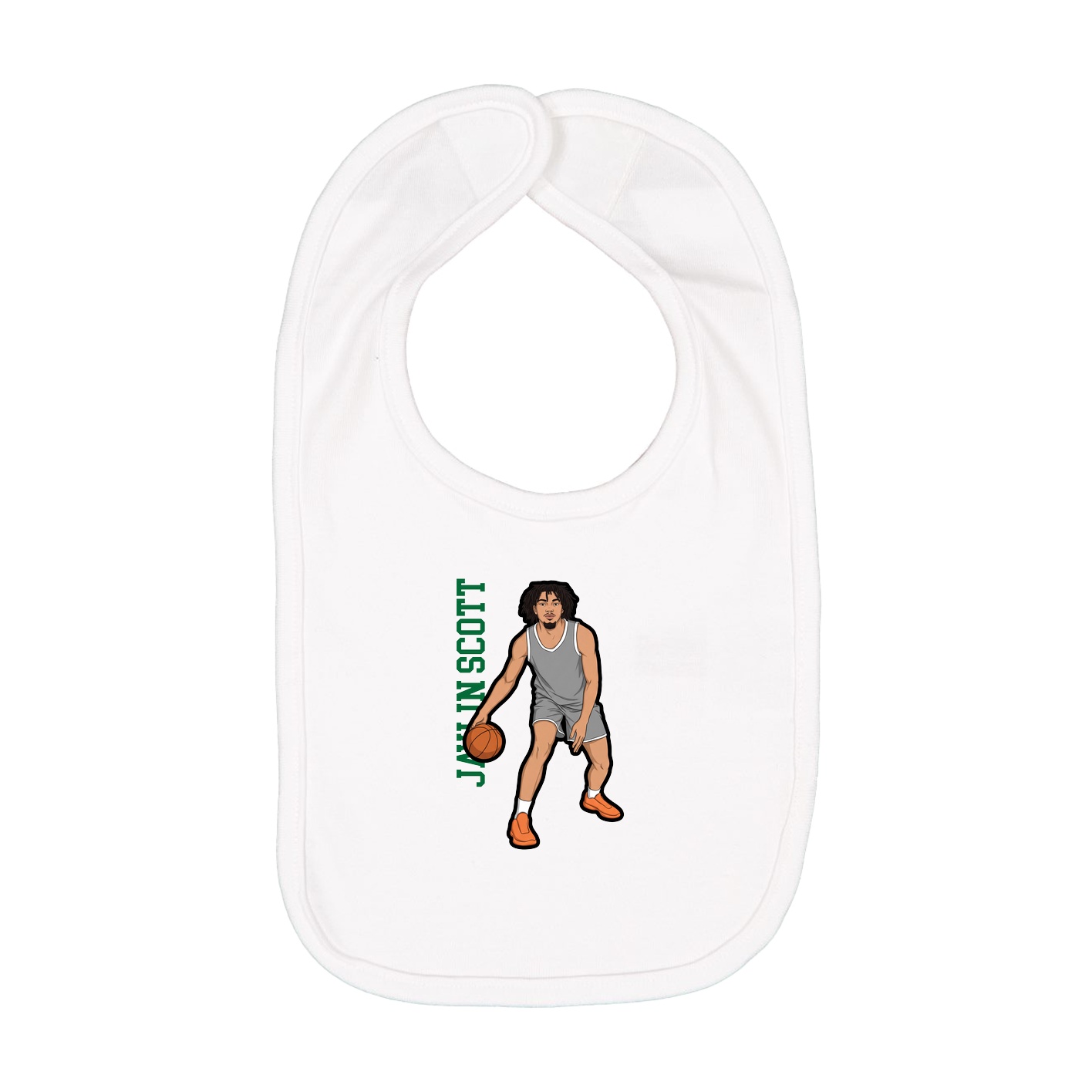 Infant Bib — Name Vertical in White