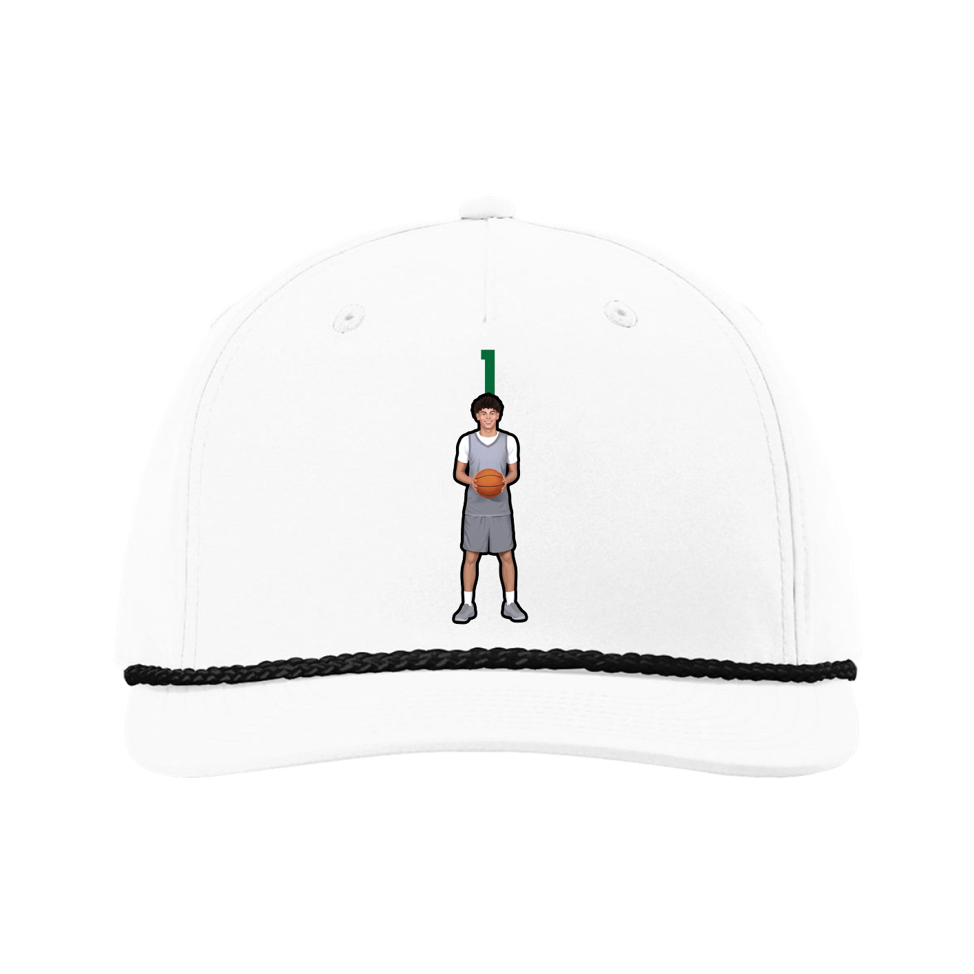 Five-Panel Classic Rope Cap — Number Top in White