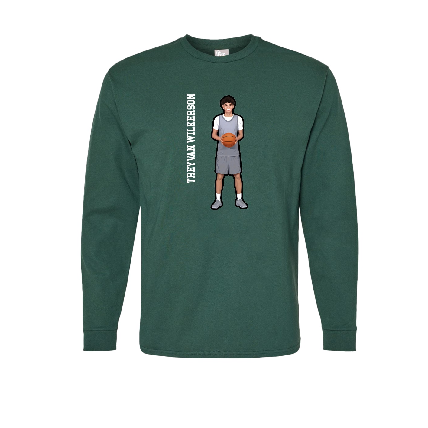 Long Sleeve Tee — Name Vertical in Green