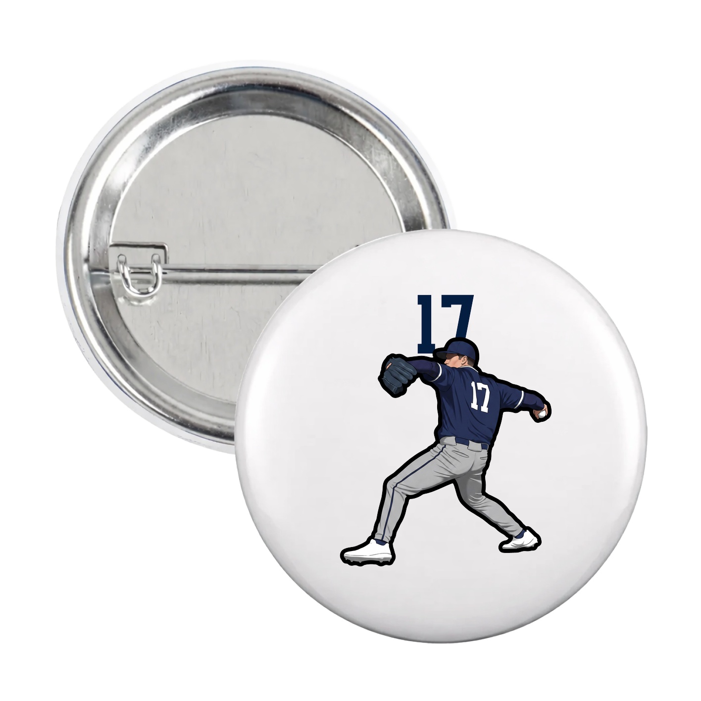Game Day Button — Number Top in White