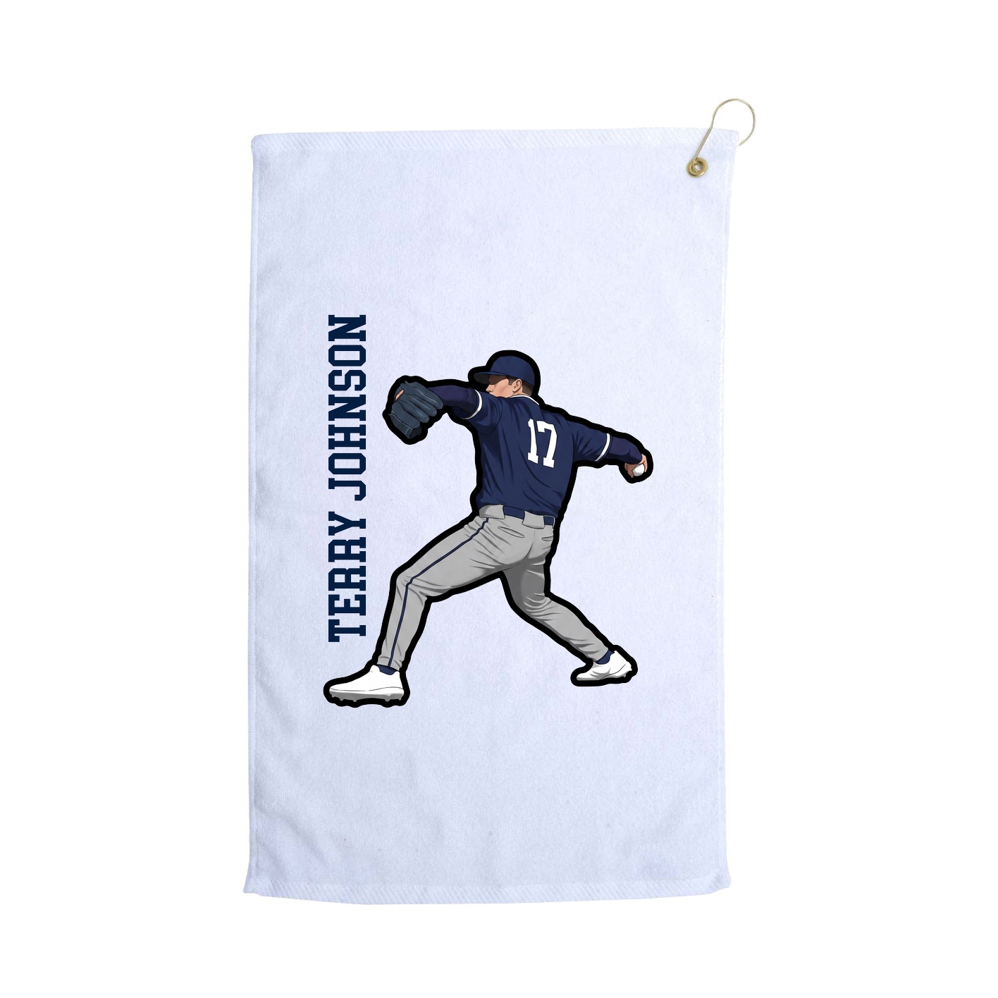 Golf Towel — Name Vertical in White