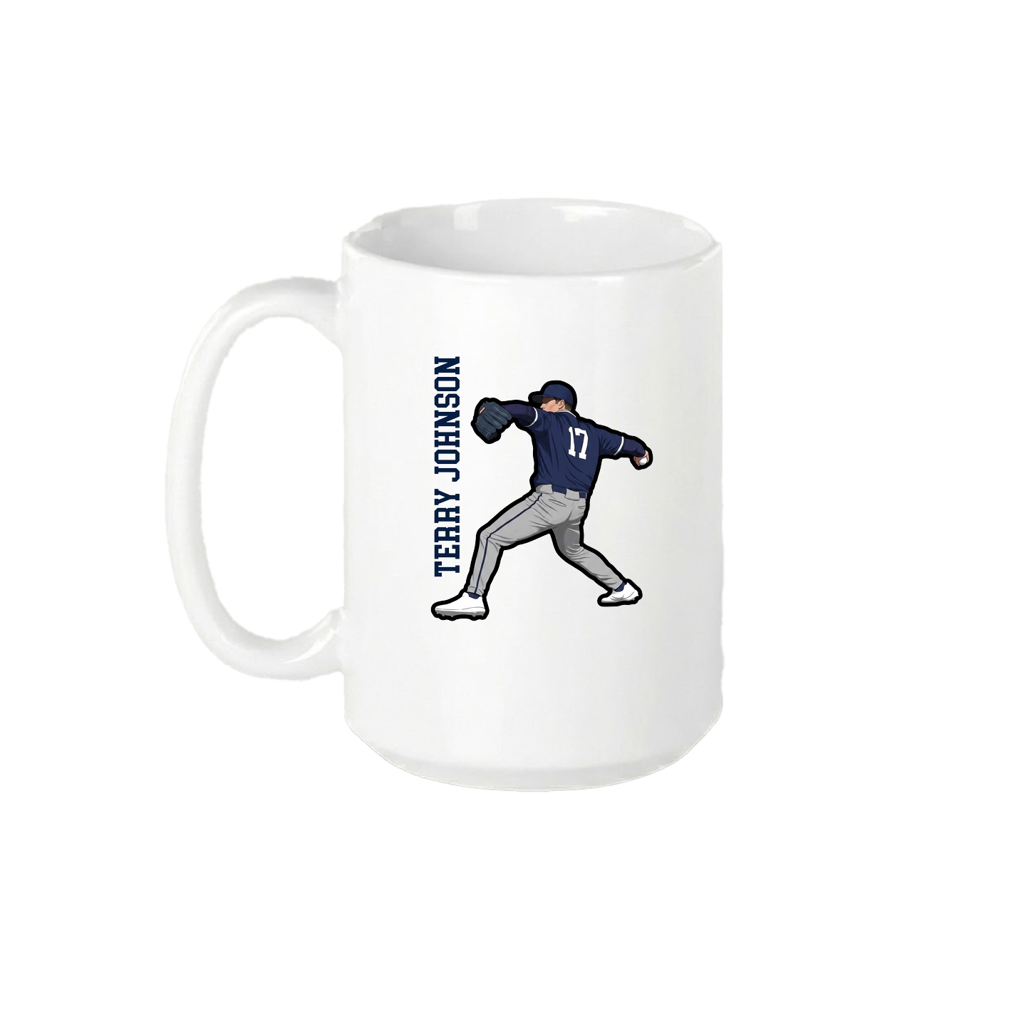 15oz Coffee Mug — Name Vertical in White