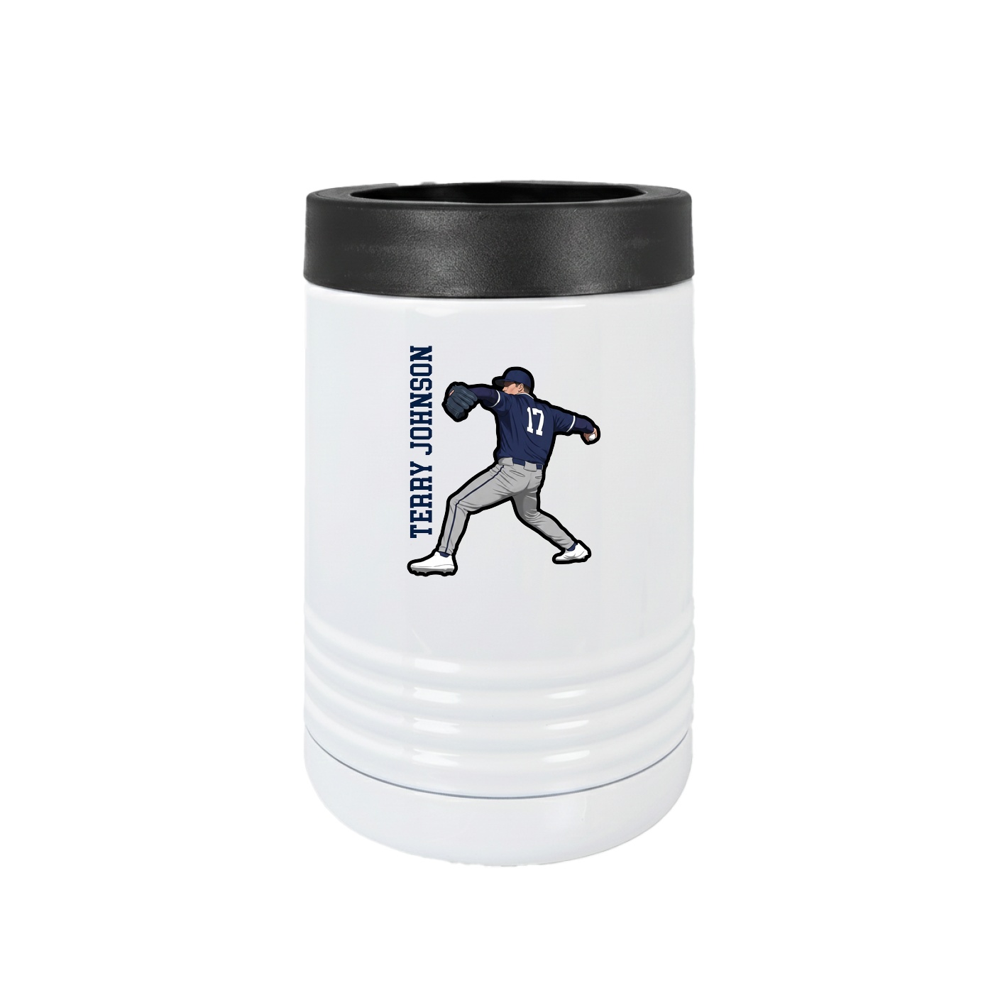 Beverage Holder — Name Vertical in White