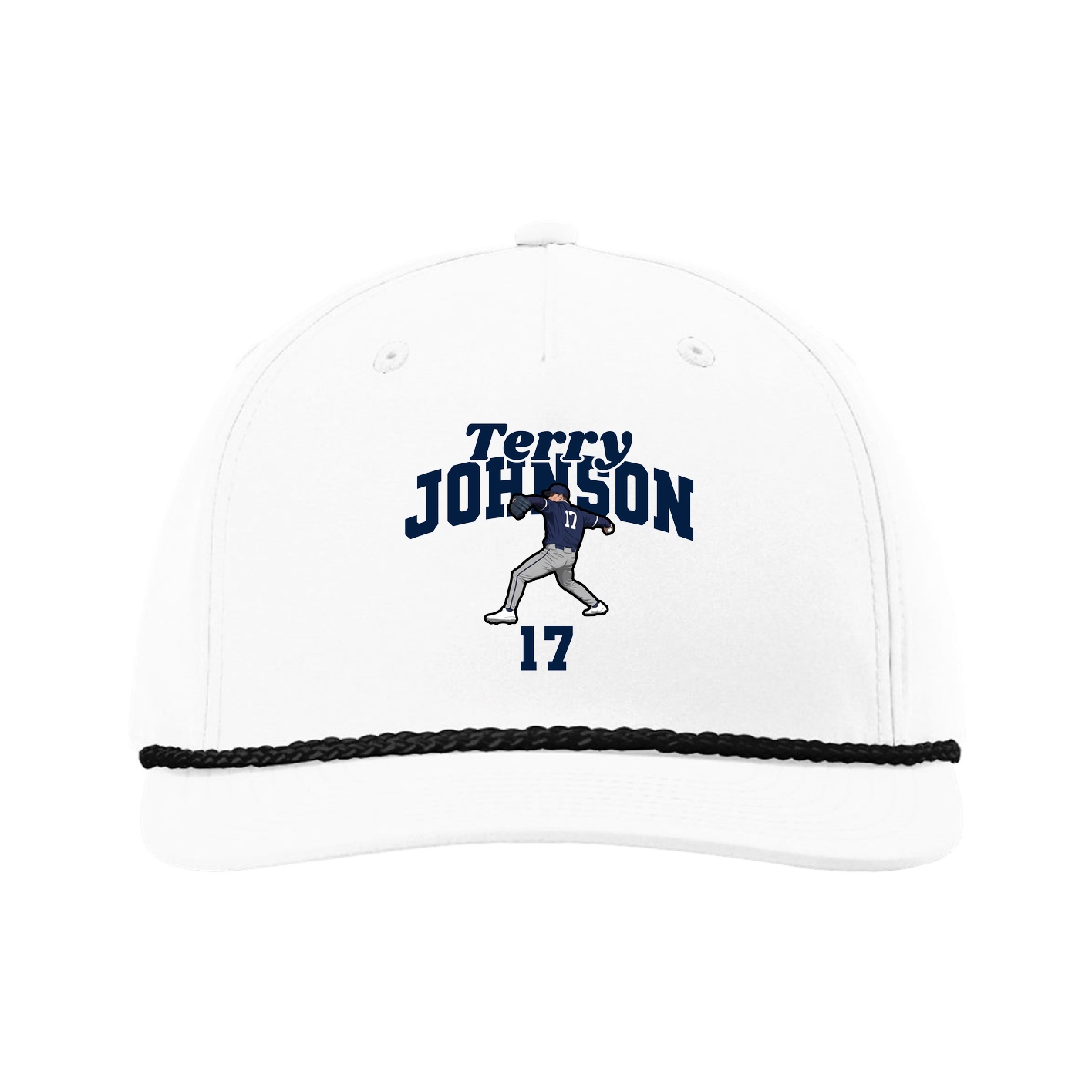 Five-Panel Classic Rope Cap — Signature Arch in White