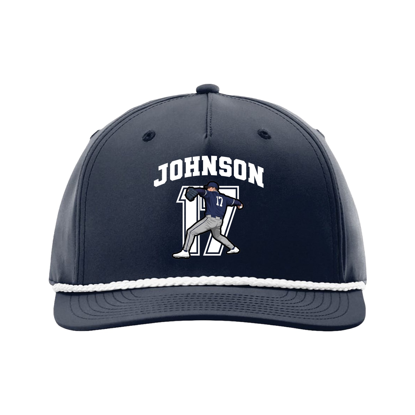 Five-Panel Classic Rope Cap — Number in Navy
