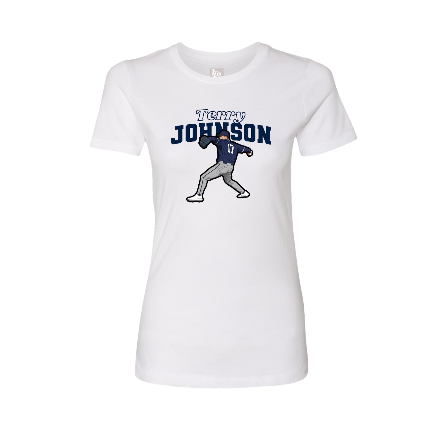 Fitted Women's Tee — Name Arch in White