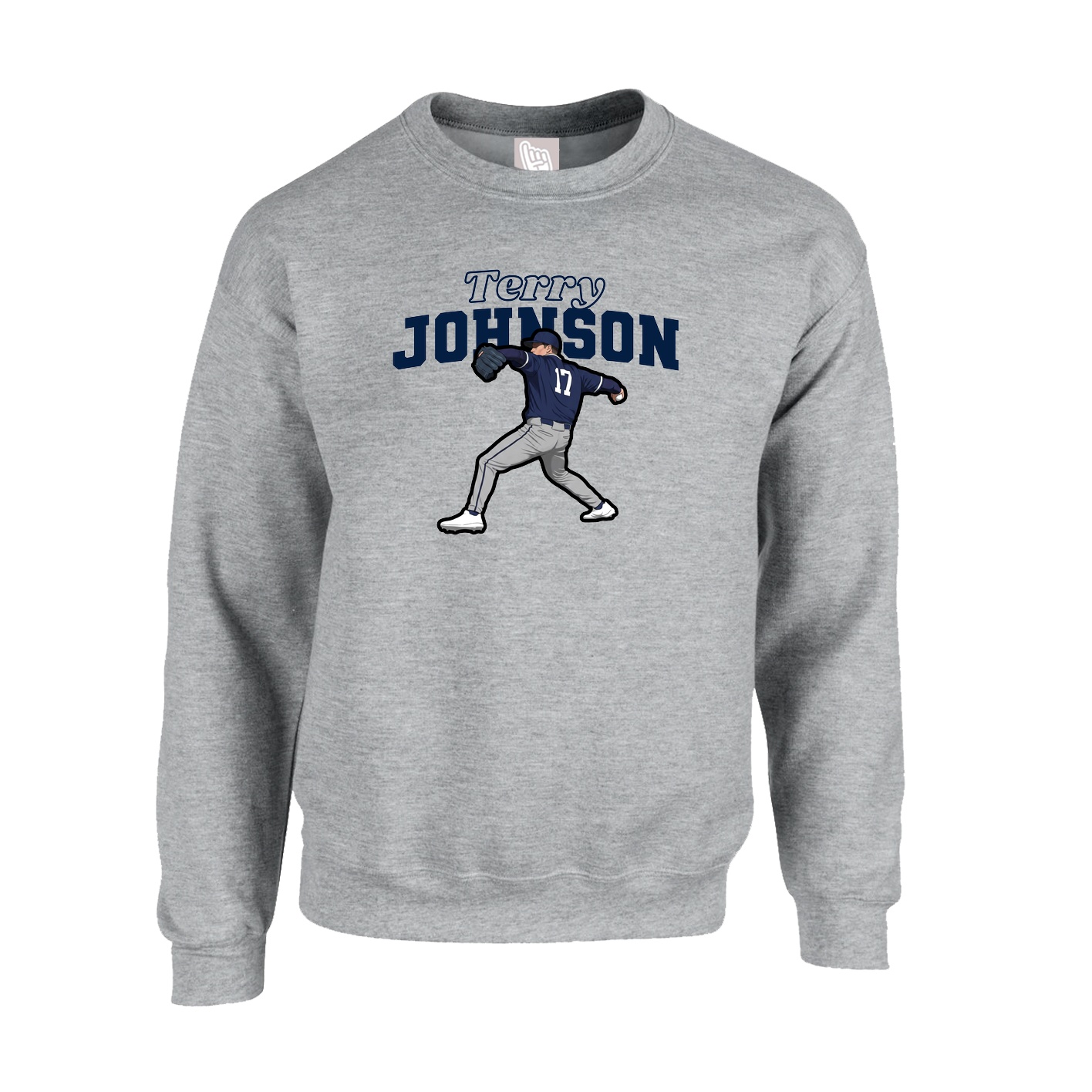 Fleece Crew — Name Arch in Grey