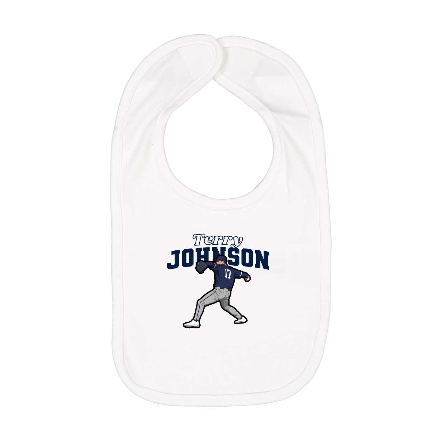 Infant Bib — Name Arch in White
