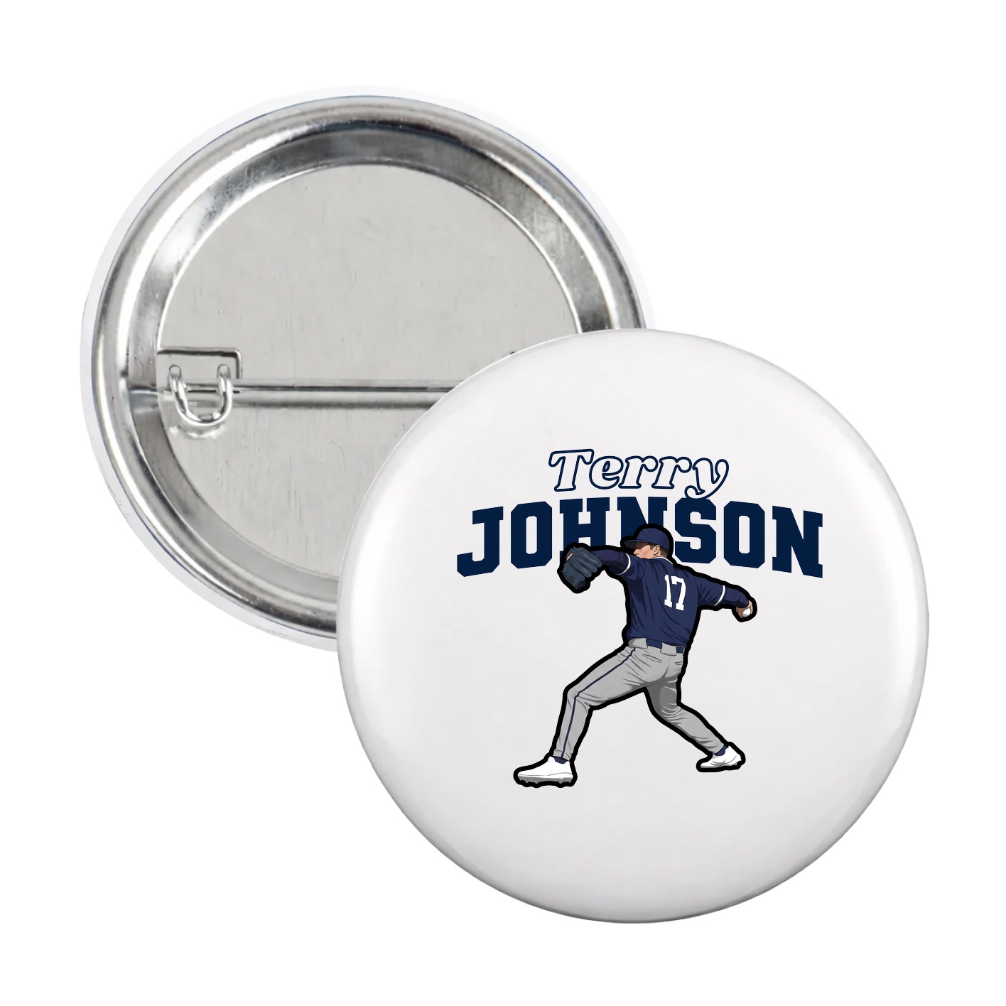 Game Day Button — Name Arch in White