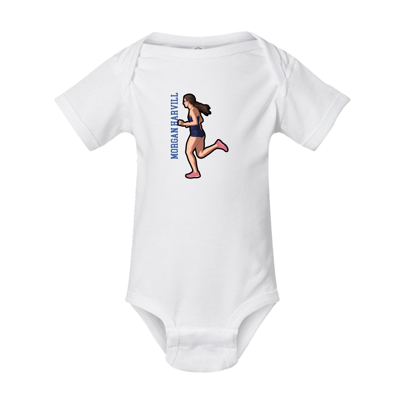 Baby Onesie — Name Vertical in White