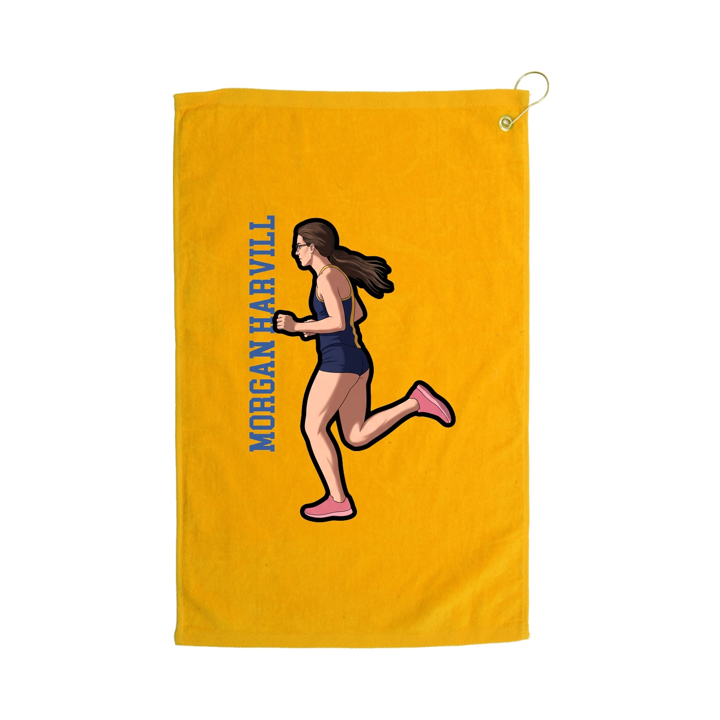 Golf Towel — Name Vertical in Gold