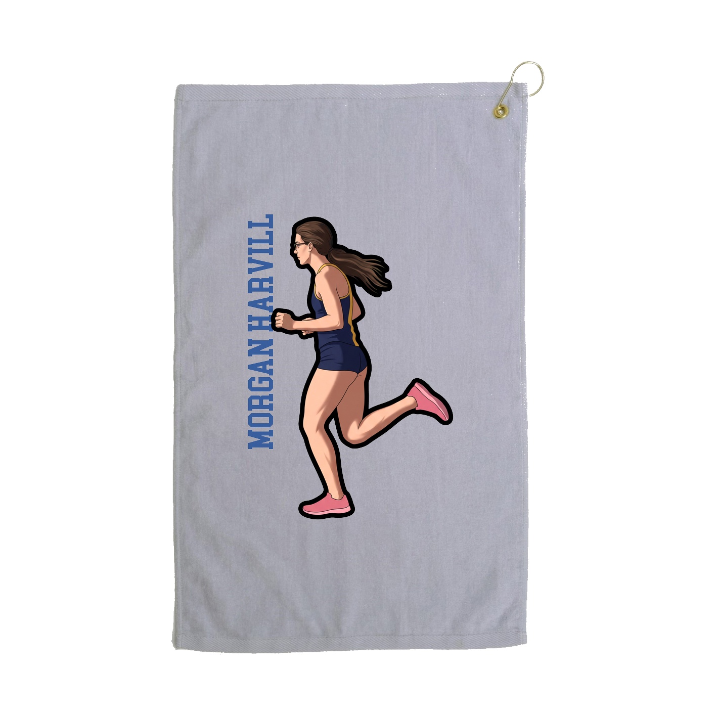Golf Towel — Name Vertical in Grey