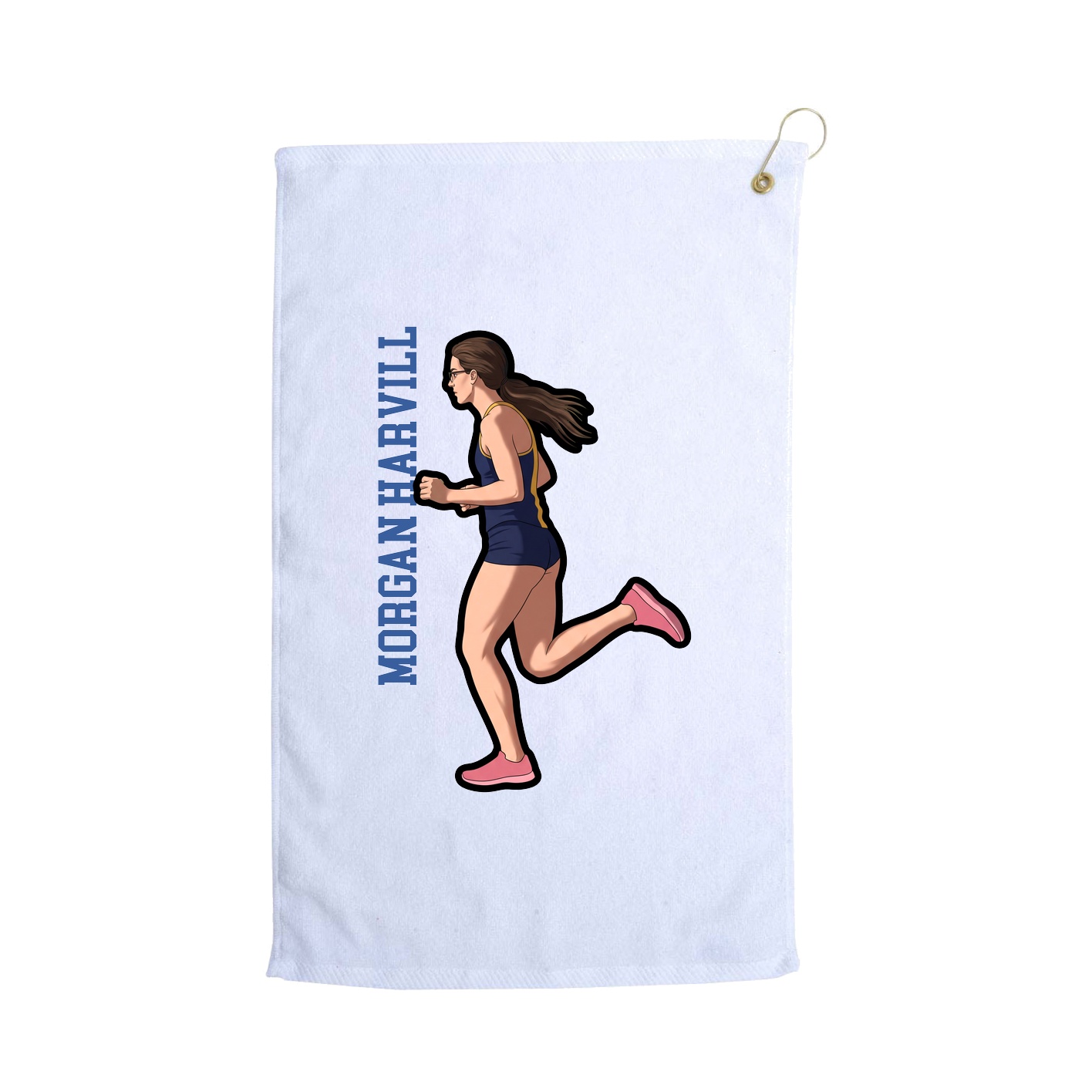 Golf Towel — Name Vertical in White