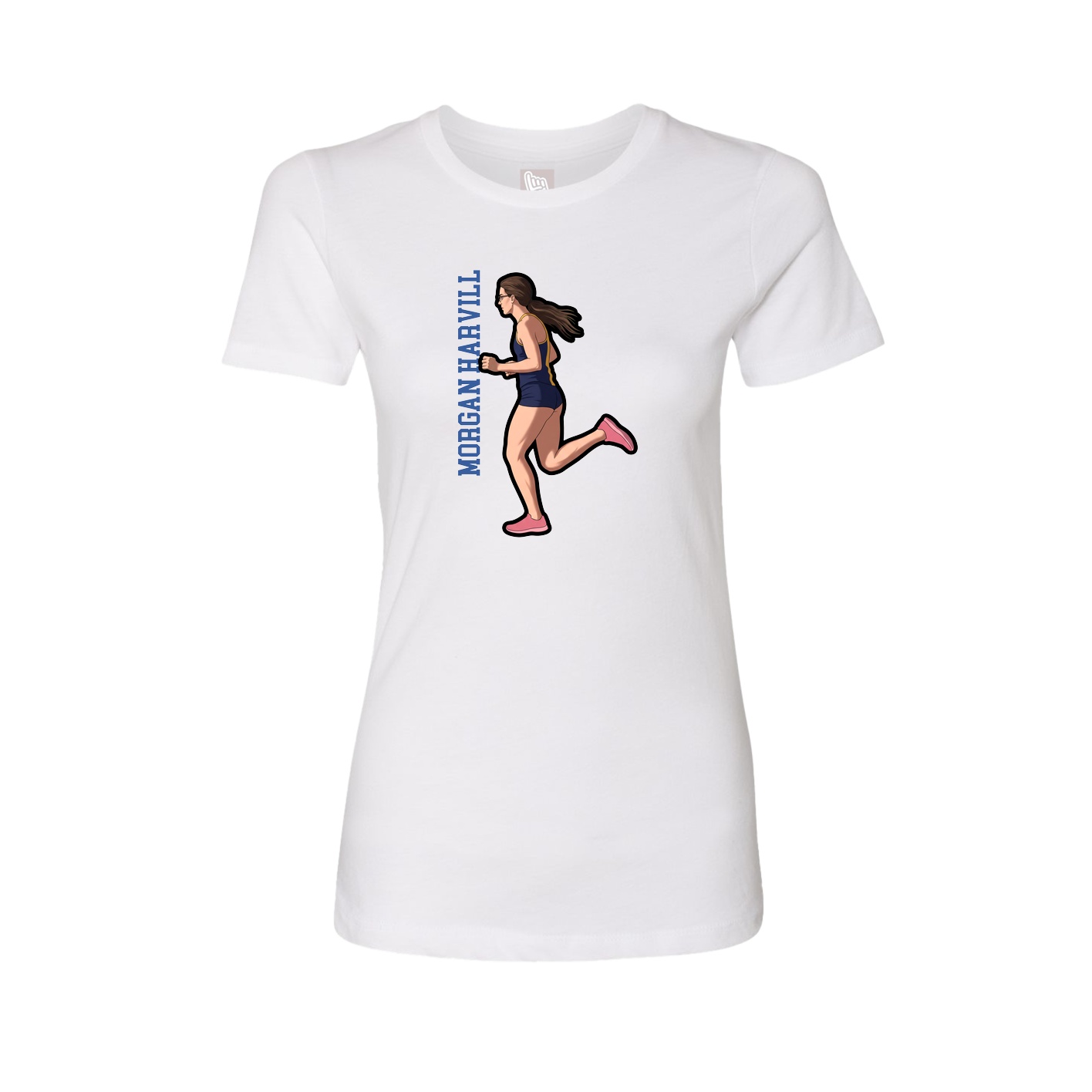 Fitted Women's Tee — Name Vertical in White