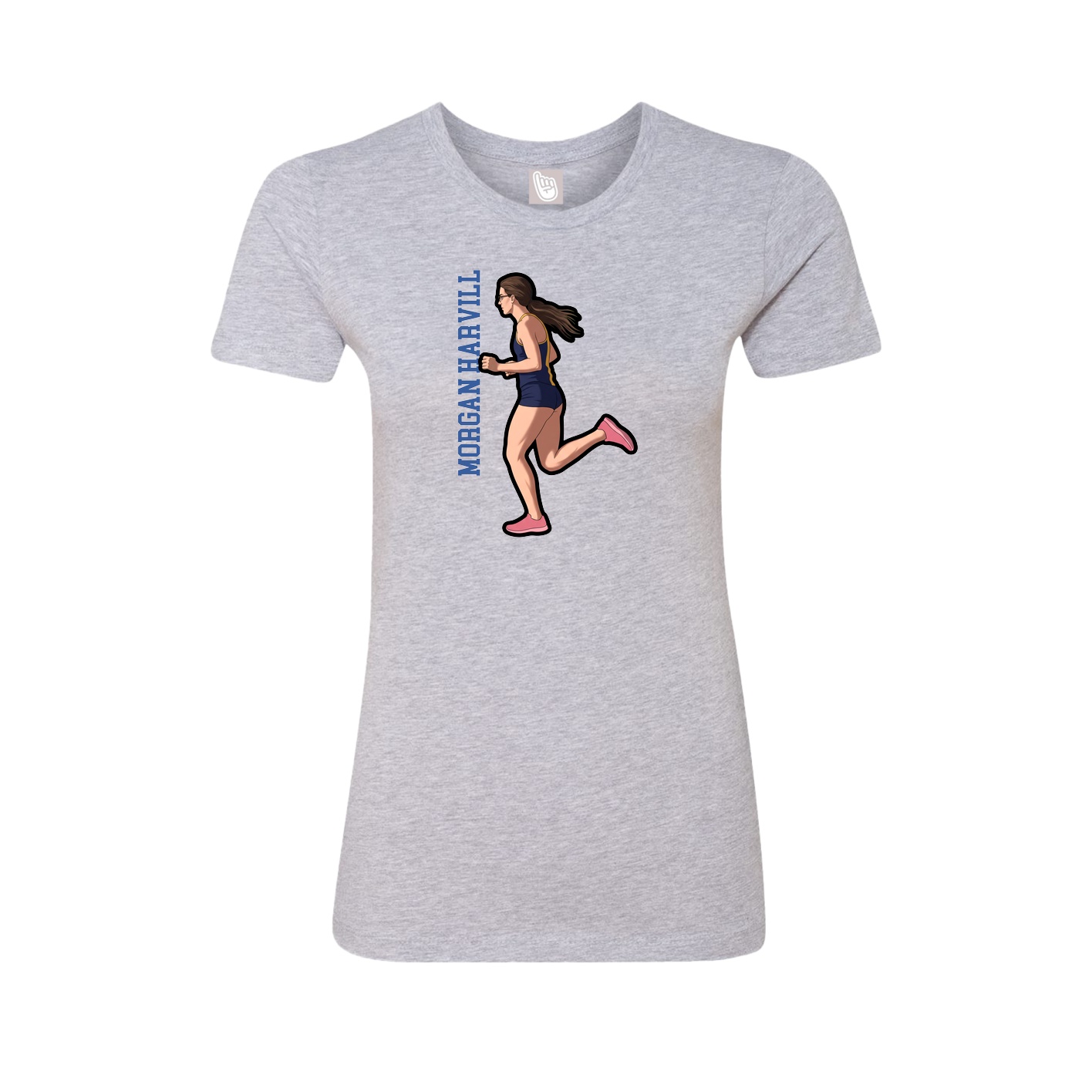 Fitted Women's Tee — Name Vertical in Grey