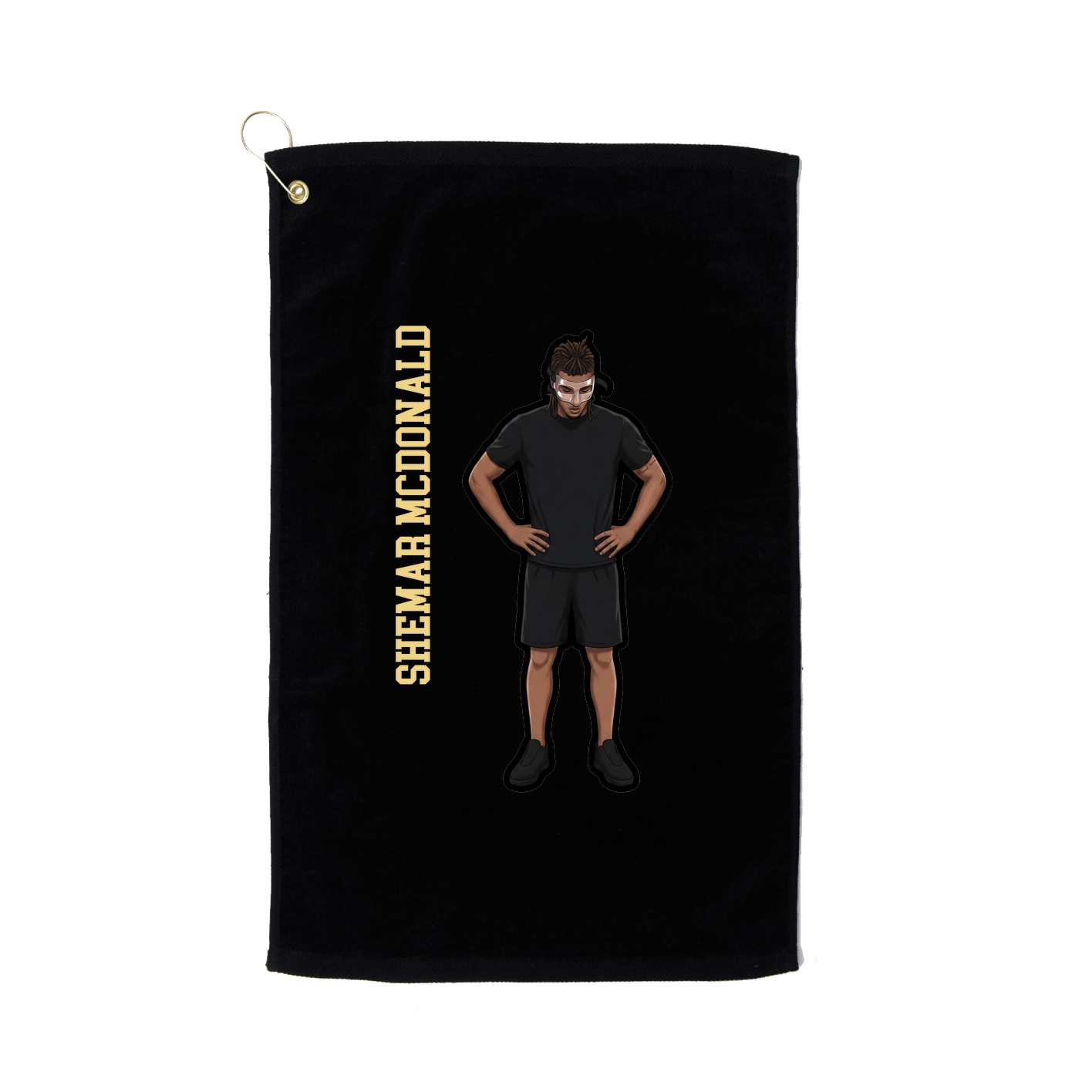 Golf Towel — Name Vertical in Black