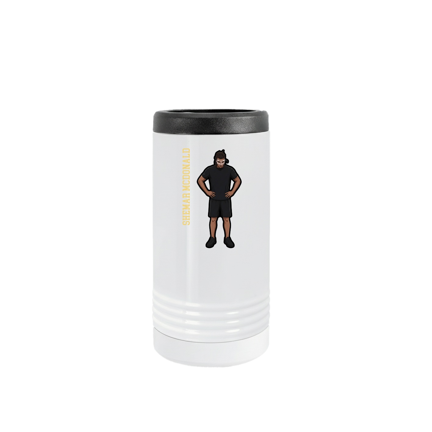 Slim Beverage Holder — Name Vertical in White