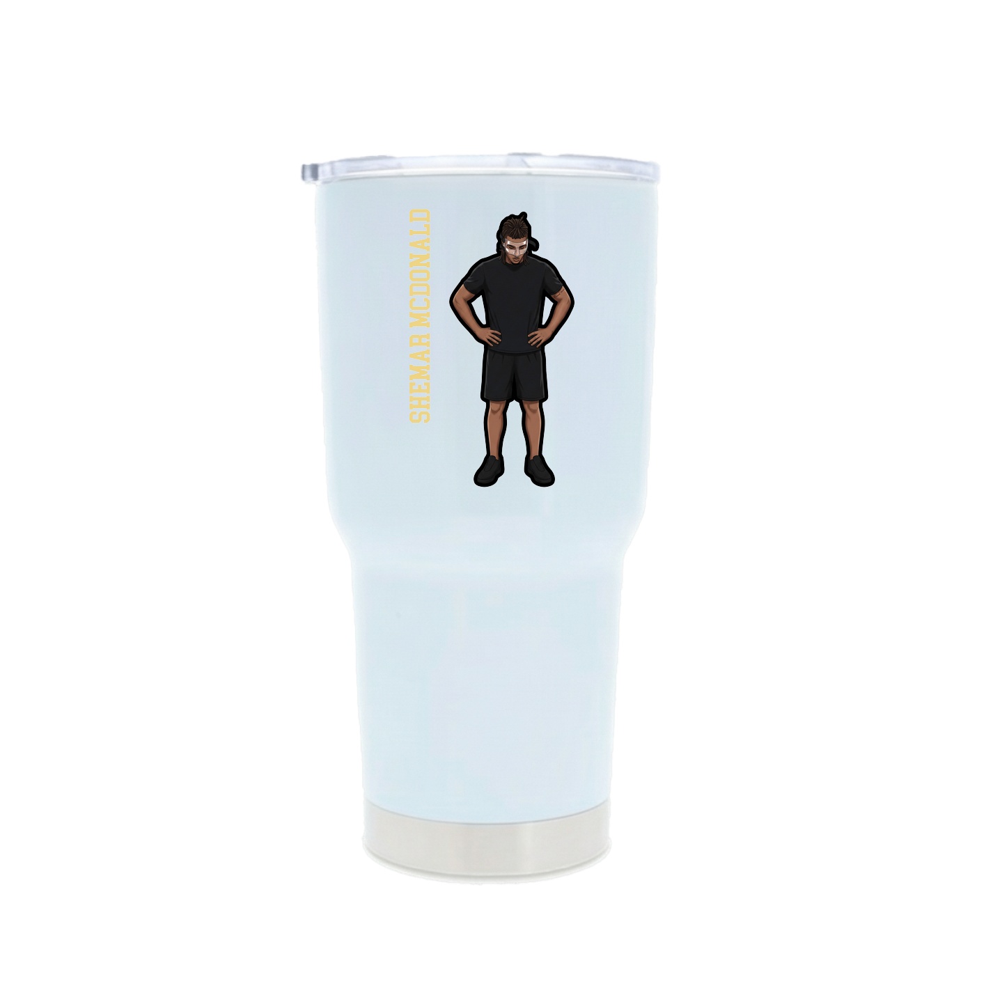 30oz Stainless Steel Tumbler — Name Vertical in White