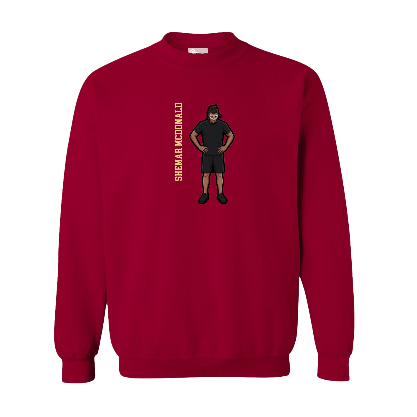 Fleece Crew — Name Vertical in Cardinal