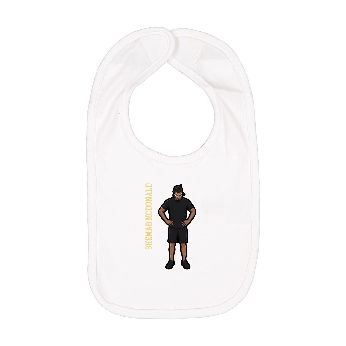 Infant Bib — Name Vertical in White