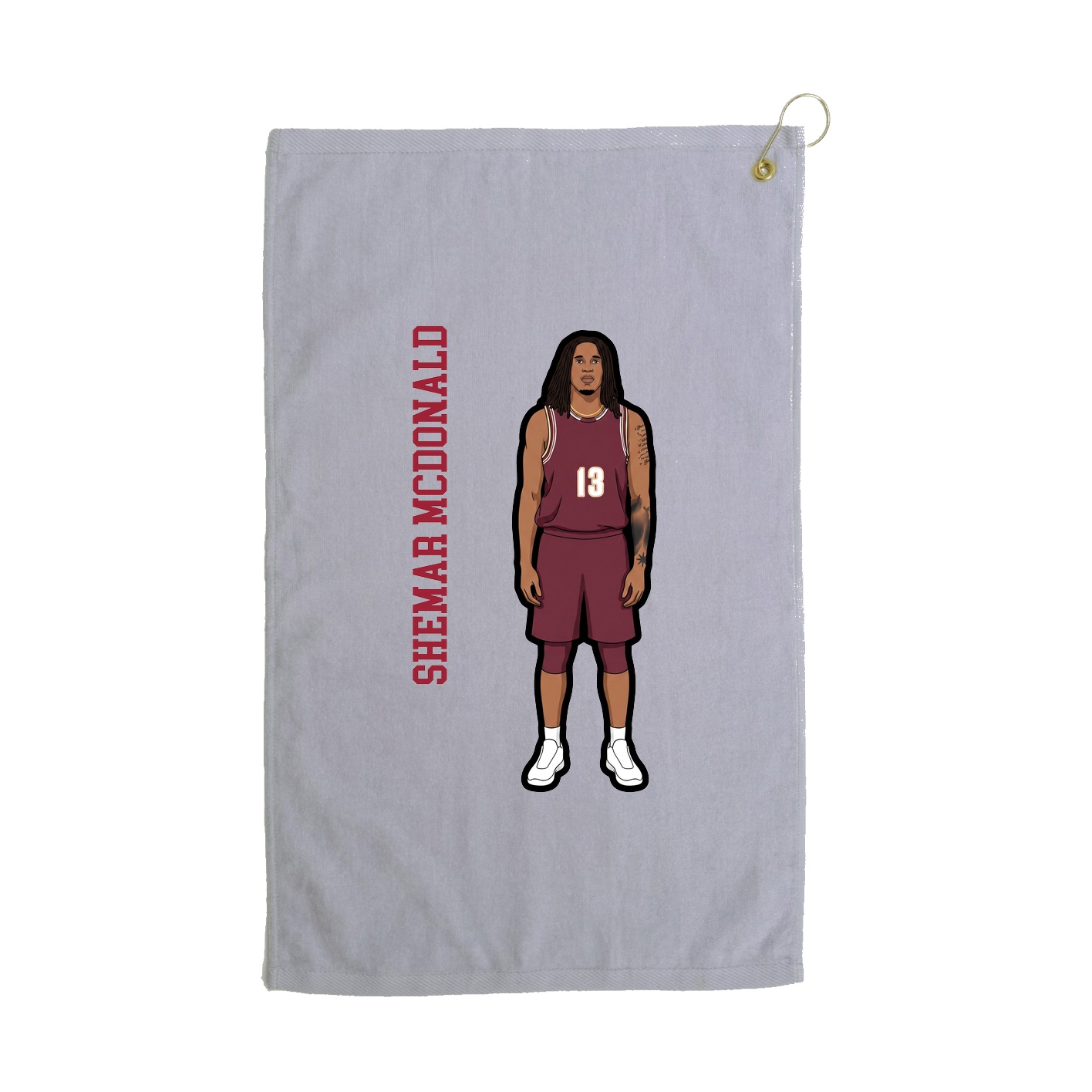 Golf Towel — Name Vertical in Grey