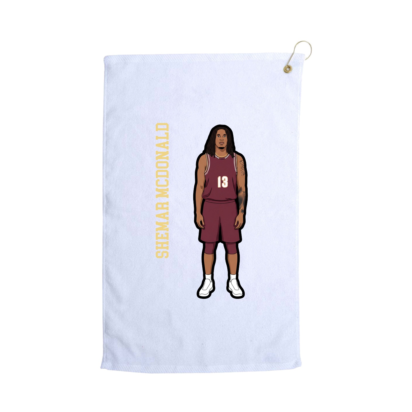 Golf Towel — Name Vertical in White