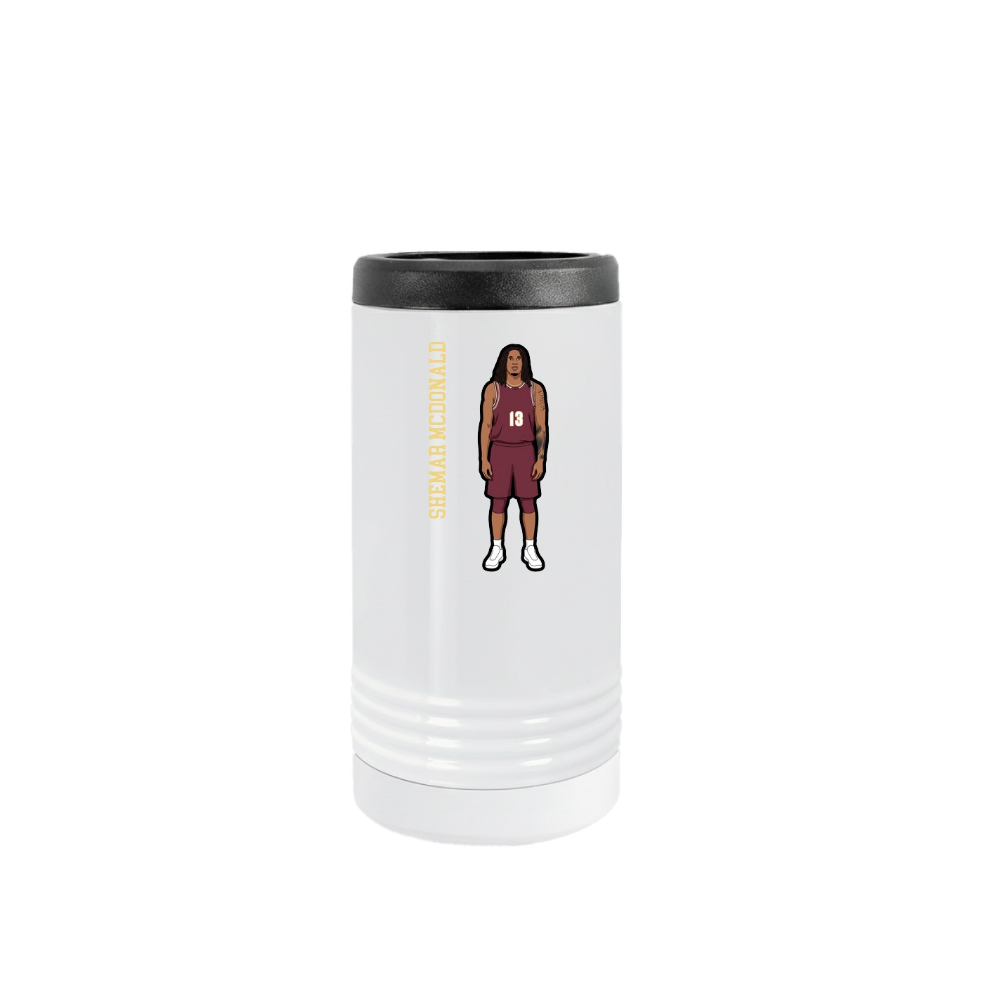 Slim Beverage Holder — Name Vertical in White