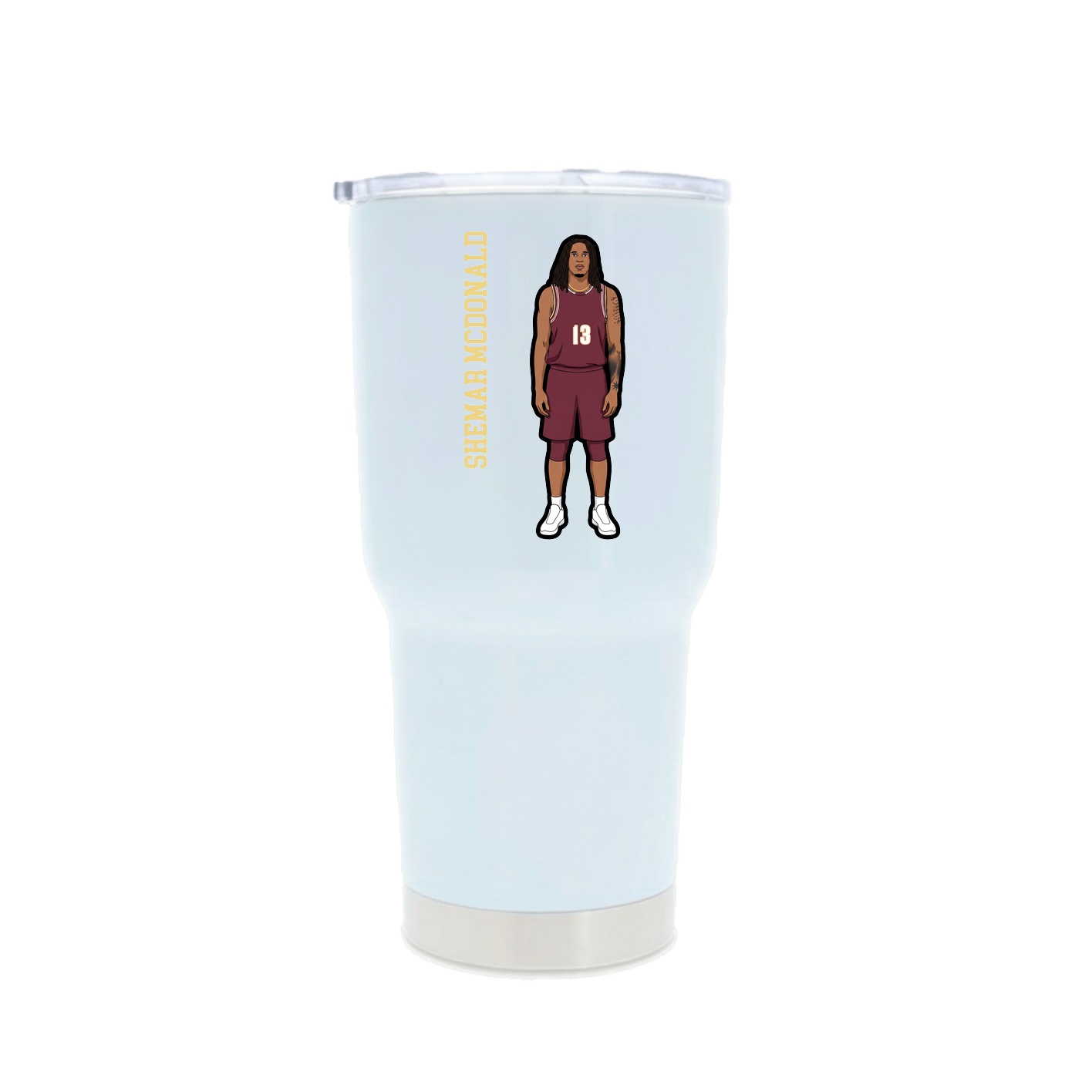 30oz Stainless Steel Tumbler — Name Vertical in White