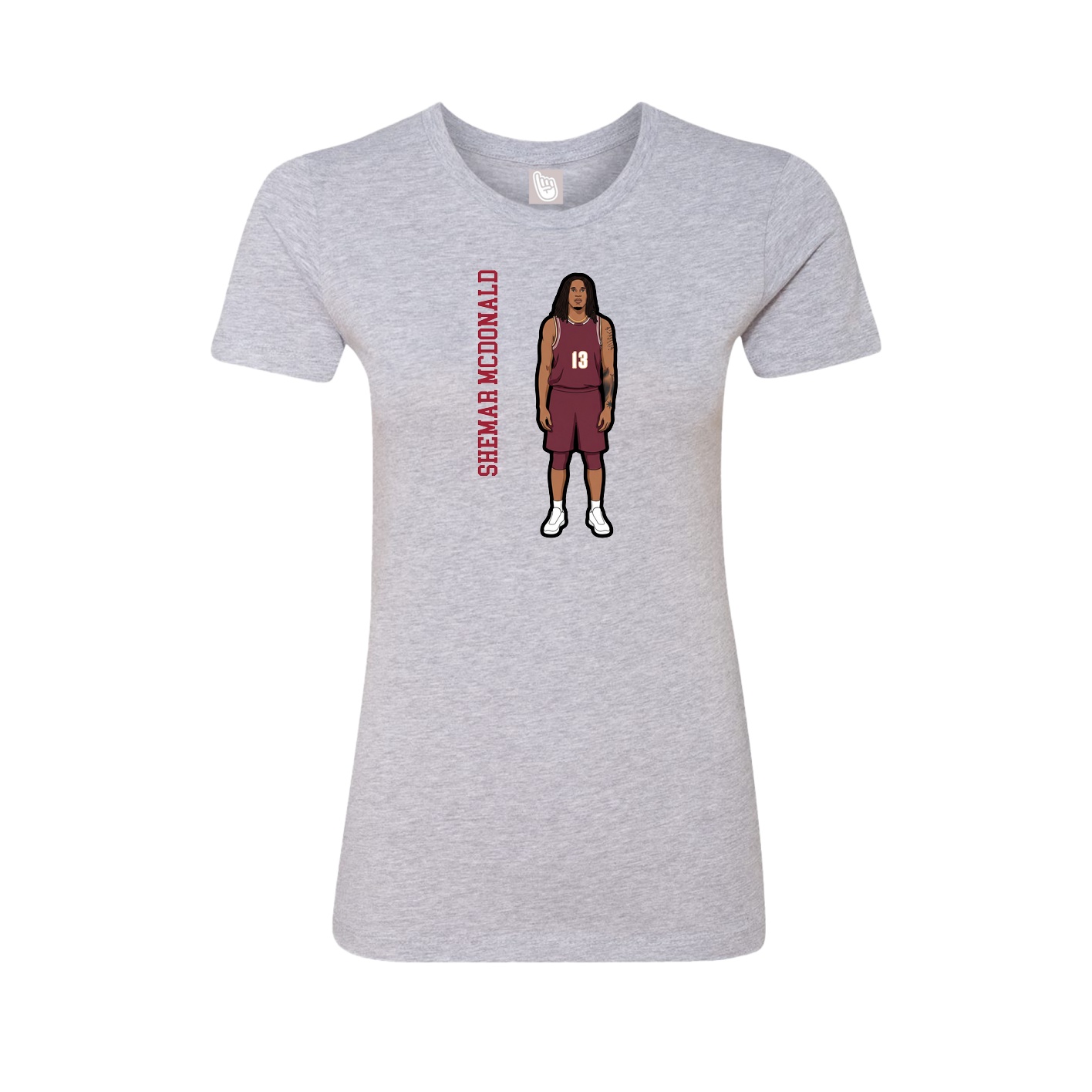 Fitted Women's Tee — Name Vertical in Grey