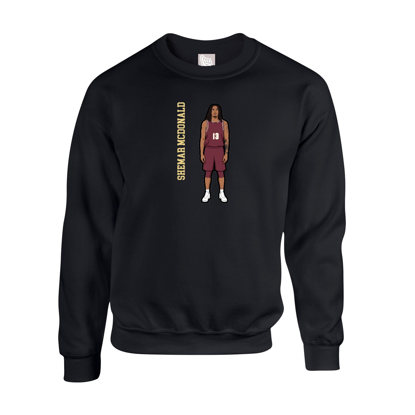 Fleece Crew — Name Vertical in Black