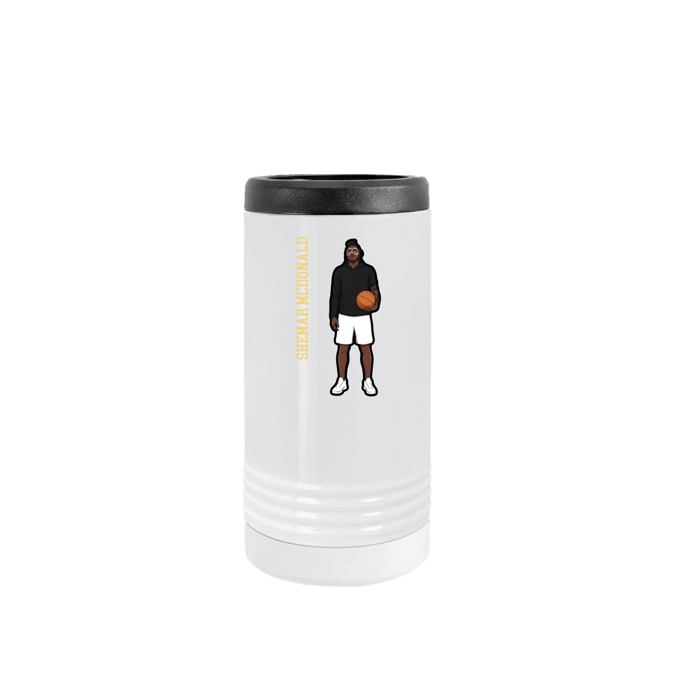 Slim Beverage Holder — Name Vertical in White