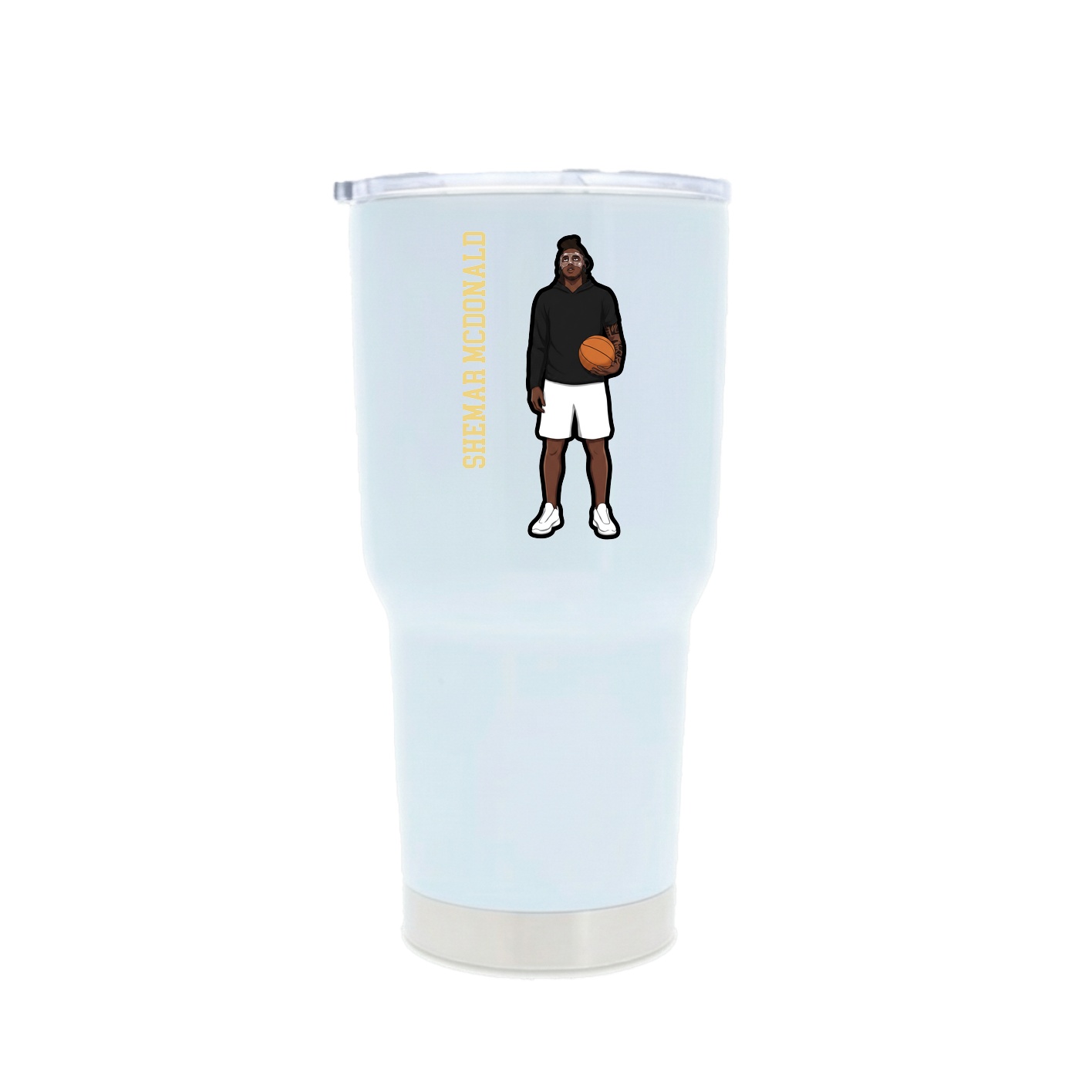 30oz Stainless Steel Tumbler — Name Vertical in White
