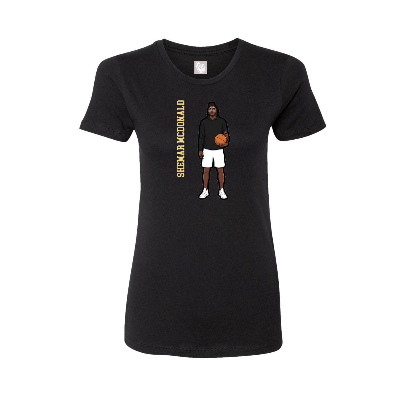Womens Tee — Name Vertical in Black