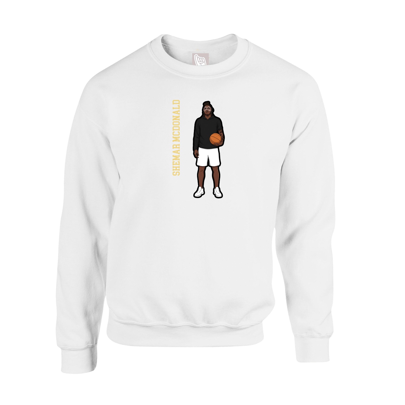 Fleece Crew — Name Vertical in White